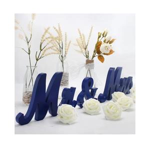 Wooden Mr & Mrs Sign, Rustic Mr. & Mrs. Letters Wedding Signs for Wedding Table, Miss Mr. Decoration for Photo Props/Party Table/Anniversary/Valentine's Day/Wedding & Engagement, Navy Blue