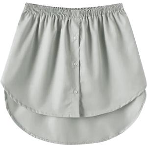 Girstunm Women's Shirt Extender Mini Adjustable Underskirt Removable Layered Sweep Shirt with Buttons (Gray, S)