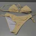 SweatyRocks Women's 2 Piece Bikini Set Striped Halter Triangle Swimsuit Backless High Cut Cheeky Bathing Suit (Yellow, L)
