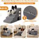 Dog Stairs for Bed 23'' H, 5-Step Dog Steps for High Bed, Grey