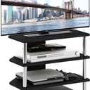 Furinno Turn-N-Tube Easy Assembly 4-Tier Petite Entertainment Center / TV Stand / TV Unit / TV Desk, Stainless Steel, Americano/Chrome