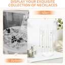 iDavosic.ly 2 Tier Rotating Necklace Holder Organizer with 42 Hooks, Adjustable Metal Bracelet Display Stand Rack, Extra Tall Keychain Spinning Tree Tower for Women, White
