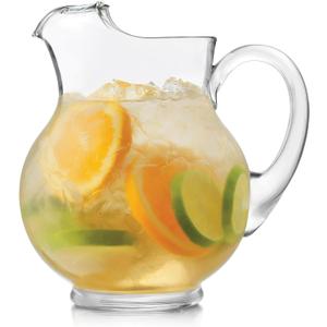 Libbey Acapulco Large Glass Pitcher Set of 2, 89 Oz, Clear, Tall Bubble Glass Pitchers with Handle, Modern Pitcher Set for Iced Tea, Punch, and More