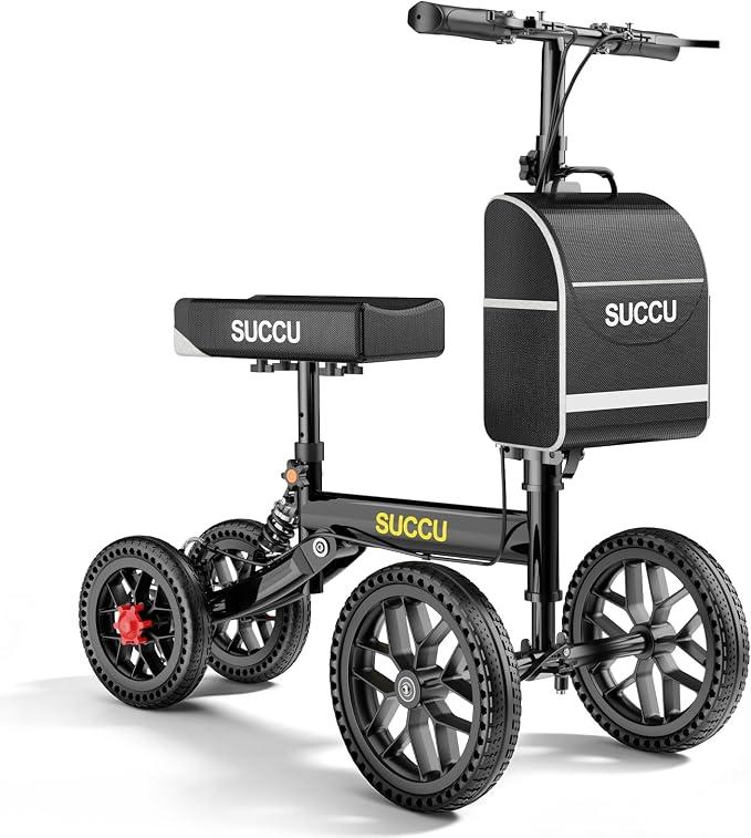 All Terrain Knee Scooter for Adults for Foot Injuries, 13" Knee Pad
300lbs Foldable Leg Knee Scooter, 11"PU Wheels, Storage Bag, Adjustable Height, , Crutch Alternative for Ankle Recovery