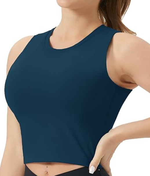THE GYM PEOPLE Women's Medium Support Sports Bra Removable Padded Sleeveless Workout Crop Tops, Size L