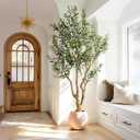 Tall Artificial Tree Large Faux Olive Tree with Pot Indoor Outdoor Realistic Floor Big Fake plantas for Home Living Room Master Bedroom Office Porch Outside Patio arboles artificiales para decoracion