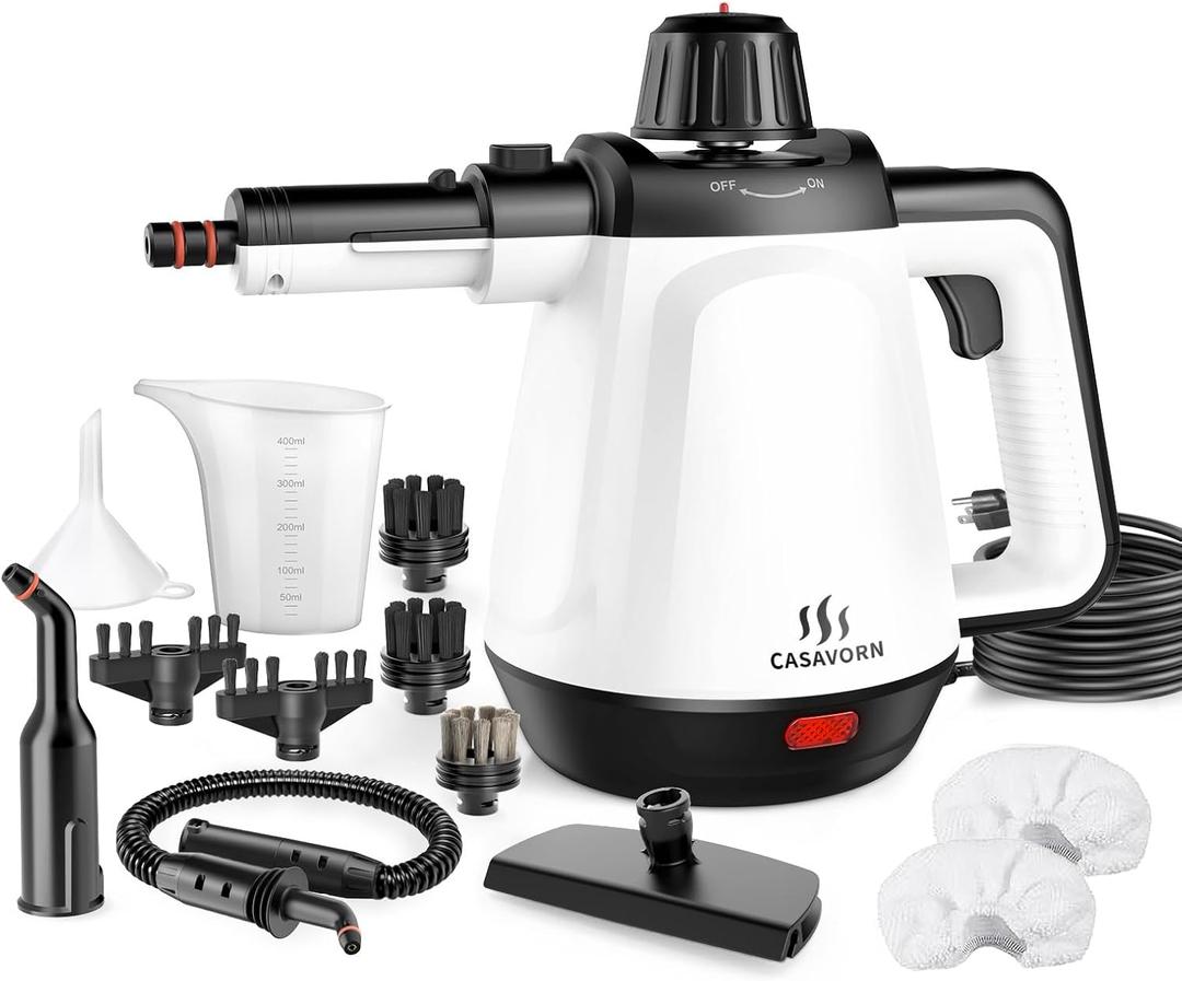 1200W Handheld Steam Cleaner for Home, Powerful Natural MultiSurface Steam Cleaner with 12 Accessories, 13.5oz Pressurized Steamer for Deep Cleaning Tile, Grout, Showers, Bathrooms, Kitchens & Car