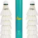 Badminton Shuttlecocks 12-Pack (All Round Feather) Real Fine Feather With Great Durability Stability and Balance,Suitable for Professional Training Or Family Leisure Sports (Goose Feather)