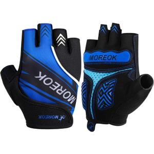 BIKINGMOREOK Mountain Bike Cycling Gloves for Men Women,Half Finger Workout Sports Road Biking Bicycle Gloves with 5MM Anti-Slip Gel Pads (X-Large, Blue)