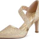 mysoft Women's Pointed Toe Low Stiletto Heel Dress Pumps Shoes Wide Sizes  8,5