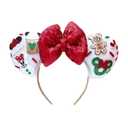 Christmas Mouse Ears Hairbands Xmas Mouse Headband, Red Green White Party Decorations Headdress for Women Sequin Bow Hair Hoop Snow White Hair Accessories Cosplay Costume Headpieces Headwear