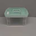 15qt Clear Medicine Organizer Storage Box with Tray, Plastic First Aid Box Empty, Thickened Medicine Container Chest, Multipurpose Medical Case with Labels, Medicine Caddy with Lids Handles (Green)