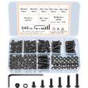 540 Pcs M3 Screw Assortment, M3 Bolts and Nuts Kit, Hex Socket Button Head Cap Screws and Nuts and Washers Set, Metric Machine Screw Assortment Kit, 10.9 Carbon Steel Assorted Screws