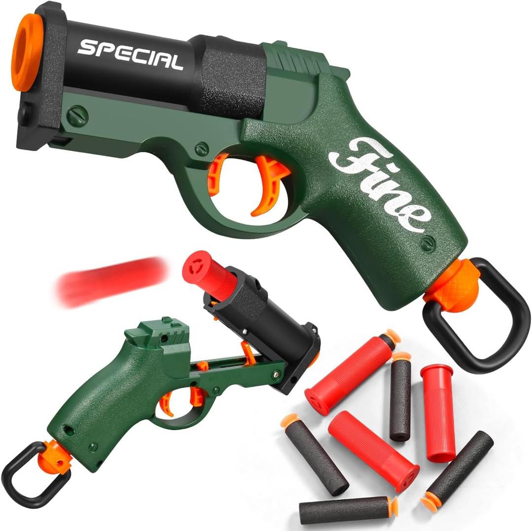 Shell ejecting Pistol Soft Bullet Toy Gun Cheap Cool Stuff Realistic Look Real Hand Guns Stress Shot Dart Fake Shooting Game for Adult Under 10 Dollar Gifts for Age 14 Years Old (Green)