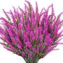 2 x 10 Bundles Fake Flowers Artificial Lavender Plants, Fuchsia | Faux plastic plants for home wedding kitchen garden patio porch window box office table centerpieces indoor outdoor decor