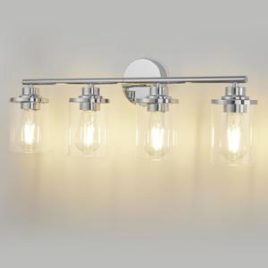 Bathroom Light Fixtures,Chrome Vanity Lights Over Mirror,Chrome Vanity Light for Bathroom, 31''Chrome 4-Light Modern Sconce