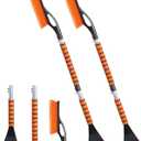 EcoNour 43" Ice Scrapers for Car Windshield Extendable | 3 Parts Detachable Telescopic Snow Brush for Car, Trucks, SUV | Long Snow Scraper with Brush | Car Winter Accessories (2 Pack) (Orange)