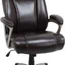 Amazon Basics Big and Tall Executive Chair - Adjustable with Armrest, 350-Pound Capacity,28.5D x 30.25W x 47.9H in, Brown with Pewter Finish