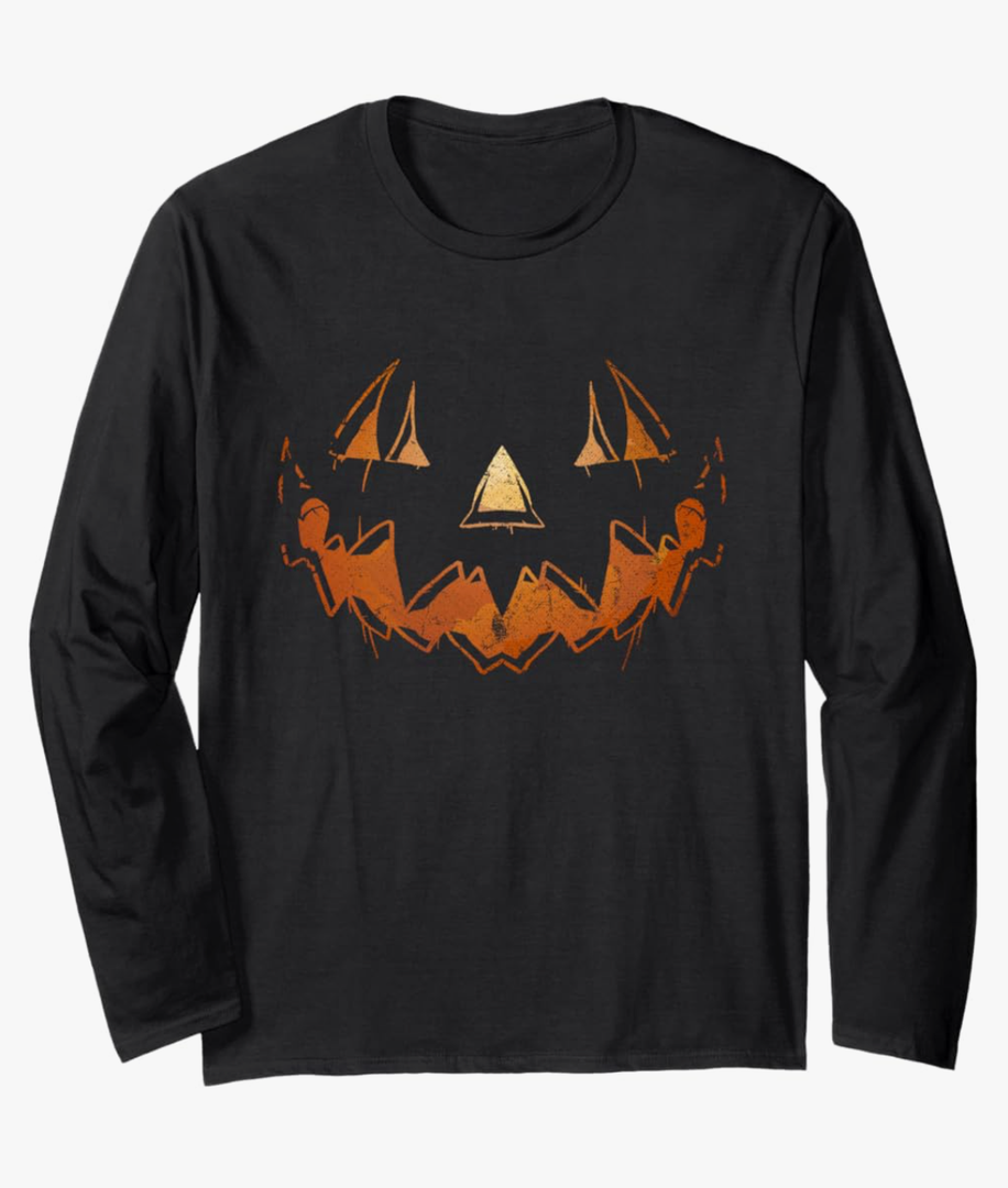 Creepy Jack O Lantern Halloween Costume Party Pumpkin Long Sleeve T-Shirt Size Medium