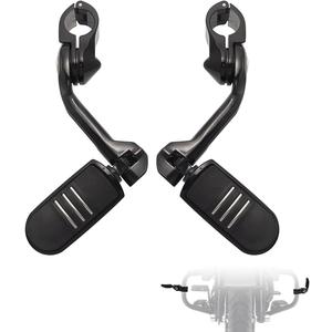 FOVPLUE 1.25" Highway Footpegs,Long Angled Adjustable Highway Pegs w/Mounts for Harley Touring Street Glide Electra Glide Road King Softail CVO Dyna Trike VRSC Sportster w/1-1/4" Engine Guard,Black#3