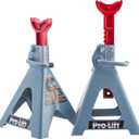 Pro-Lift Heavy Duty 6 Ton Jack Stands Pair - Double Locking Pins - Handle Lock and Mobility Pin for Auto Repair Shop with Extra Safety (Grey & Red)