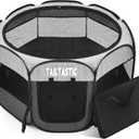Portable Pet Playpen for Medium Dogs & Cats, Foldable Puppy Safety Pen with Removable Zipper Top, Breathable Mesh Dog Delivery Room, Indoor Isolation Cage for Pets (Light Grey, Medium)