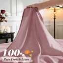 SONORO KATE 100% French Pure Linen Sheets, Breathable and Durable Linen Queen Size Sheets, Anti-Tear Linen Bed Sheets, Machine Washable, 16 Inch Deep Pocket - 4 Piece (Embroidery Purple, Queen)