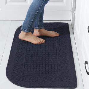 COSY HOMEER 39X20inch Anti Fatigue Kitchen Rug Mats are Made of 100% Polypropylene Half Round Rug Cushion Specialized in Anti Slippery and Machine Washable,Navy