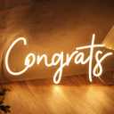 SYLHOME Congrats LED Neon Light Sign for Wedding Birthday Party Graduation Background Wall Decor Sign Celebration Banquet Light Up Sign 15.75" X 7.4" USB Indoors Warm White