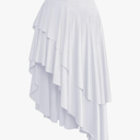 Women's Sexy High Waisted Ruffle Hem Asymmetrical Flowy Long Skirt with Split, L