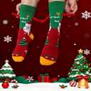 2 Pairs Funny Holding Hands Christmas Socks Magnetic Holding Hands Socks Xmas Gifts for Women and Men The perfect choice for New Year gifts