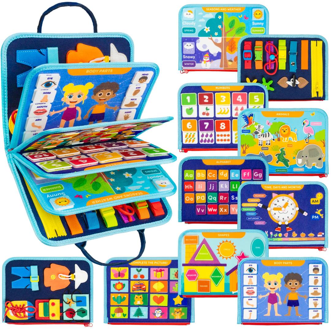 Clever Fox Play Busy Book for Toddlers 1-3 Year-Old – Baby Busy Board Book – Montessori Felt Activity Board for Learning Fine Motor Skills, Car Airplane Travel Toy – Birthday Gift for Kids Ages 1+