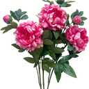 Peonies Artificial Flowers,Silk Flowers with Stems,Winter Flowers Artificial for Decoration,Long Stem Artificial Flowers for Tall Vase,Wedding Table Centerpiece Party Decor (3, Deep Pink)