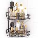 Shower Caddy Suction Cup, 2 Pack Suction Shower Shelf, NO-Drilling Bathroom Holder, Rustproof Bathroom Organizer for 90 Wall Corner, Black