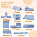 MeMoreCool Kids Folding Mattress, Trifold Mat Foldable Floor Mattress for Kids, 63x26 Tri Fold Floor Mat with Washable Cover and Carry Bag, Portable Floor Mat for Sleepover Daycare, Blue Astronaut