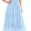 PRETTYGARDEN Women's Summer Tulle Midi Dress Sleeveless Smocked Ruffle Mesh Flowy Dresses Party Wedding Guest Sundress (Large, Light Blue)
