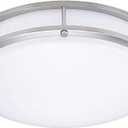Lunabode LED Flush Mount Ceiling Light, Double Ring, Close to Ceiling Fixture, 22W (100W Eq), 1800lm, 4000K, Brushed Nickel, ETL (15") for Garage, Living Room