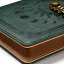 ZXHQ Lock Journal with Pen, A5 240 Pages Diary with Lock, Brown Edge, Refillable, Leather Hardcover (8.5  5.9inch) Dark Green