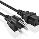PC Power Cord - 3 Prong AC Power Cable for Computer, Monitor, Speaker, Scanner, Printer - IEC 320 C13 to NEMA 5-15P, 18awg, 125V 10 Amp (3-Feet)