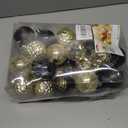 SHareconn 30ct 2.36 Inch Christmas Tree Balls Ornaments, Colored Shatterproof Plastic Decorative Baubles Decorations for Xmas Tree Decor Holiday Party Wedding Decoration (Black & Gold, 60mm)