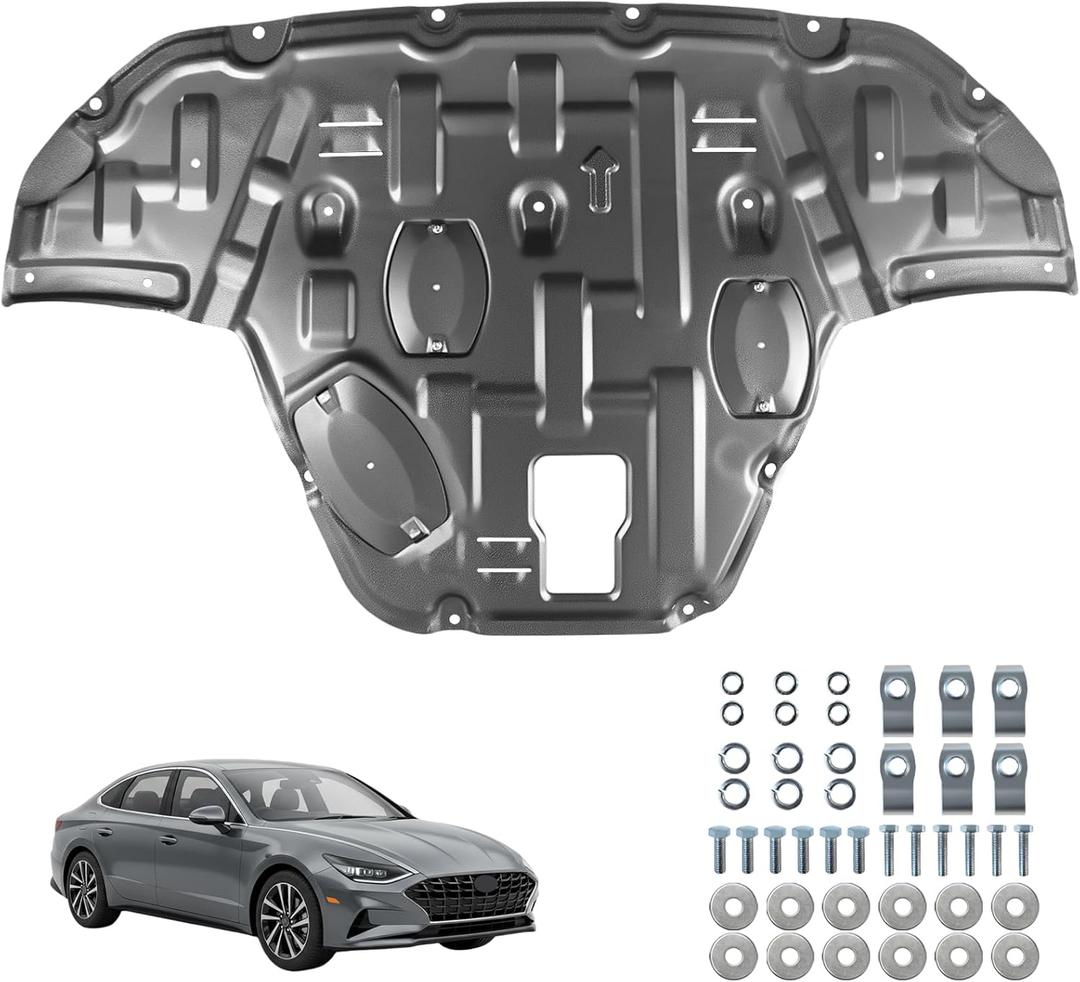 Carbon Steel Engine Splash Shield Fit for Hyundai Sonata 2020-2024, Engine Case Guard Under Engine Cover, Front Engine Guard Mud Flaps Including Screw Hardware.