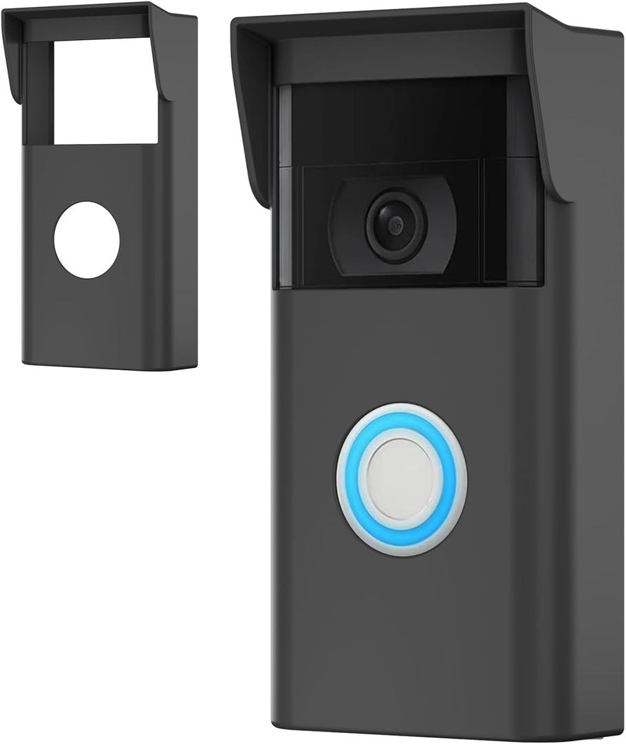 Silicone Skin Case Compatible with Video Doorbell (2 Gen) Cover with Sun Glare, UV & Weather Protection (Black-New) (Video Doorbell 2nd Gase)