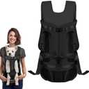 Dog Front Carrier Backpack, Dog Backpack Carrier Soft Pad, Pet Legs Out, Easy-Fit Dogs Front Carrier for Small Medium Puppy, Hands Free Dog Carrier Adjustable for Cycling Hiking (Black, XL)