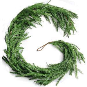 Grever 6 Feet Christmas Artificial Norfolk Pine Garland Real Touch Fake Evergreen Greenery Garland for Indoor Outdoor Fireplace, Mantle, Door, Windows, Table, Stairs, Wall, Wedding and Holiday Decor