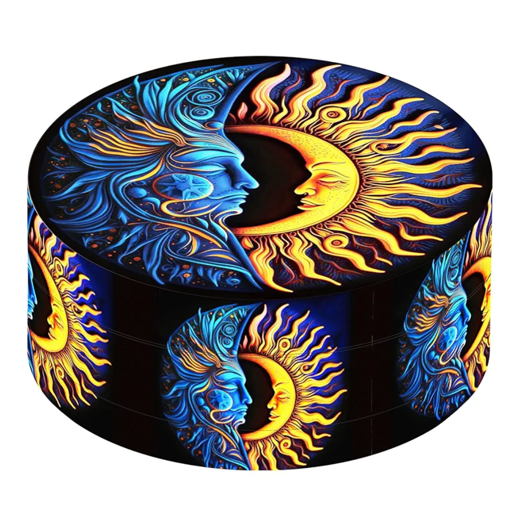 FIREEYE Grinder Spice Grinder Blue Sun and Yellow Moon