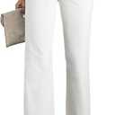 Sidefeel Women's Wide Leg Jeans Casual High Waisted Straight Zimbaplatinum Denim Pants with Pockets M