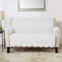 Great Bay Home Reversible Loveseat Cover - Washable Slipcover Furniture Protector with Elastic Straps - Couch Cover for Dogs, Kids, and Pets - Quilted & Stitched Detail (Loveseat, White/Sand)