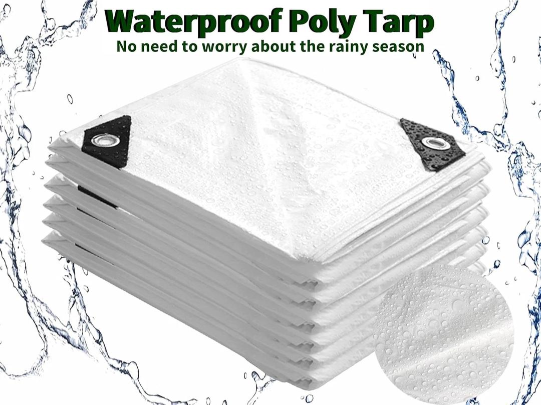TARPAL 4x6 Feet White Tarp Waterproo Small tarps Multipurpose Protective Cover All Purpose Poly Tarps Cover for Firewood Outdoor Furniture etc