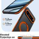 for Google Pixel 10 Case/Pixel 10 Pro Case with 360 Spin Magnetic Stand-Finger Strap, [Fit for MagSafe][16FT Mil-Grade Protection] Ring Holder Kickstand Translucent Matte Phone Case (Orange)