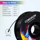 Comgrow TPU Filament, 1.75mm, 95A Soft TPU Flexible 3D Printer Filament Black 1kg (2.2lbs), Dimensional Accuracy +/- 0.02 mm, Fit Most FDM Printer